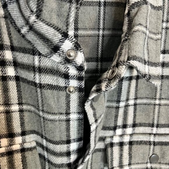 Zyia Gray Sierra Route Flannel shirt Size L wool blend button down plaid shacket - Picture 5 of 7